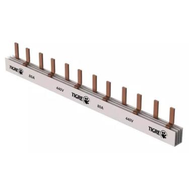 Imagem de Barramento De Fase Tigre Bifásico 12 Ligações Din 80A 440V