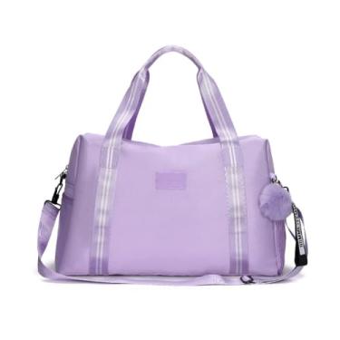 Imagem de Bolsa Mala De Viagem Academia Multifuncional De Grande Capacidade Unisexo Impermeável + Pompom（8558） (8558-ROXO)