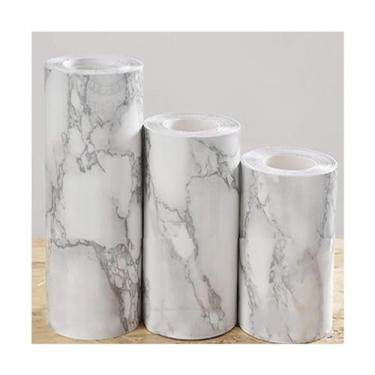Imagem de TsoLay Borda de papel de parede autoadesiva em mármore de 500,4 cm, borda de papel de parede para fundo de TV, varanda, banheiro