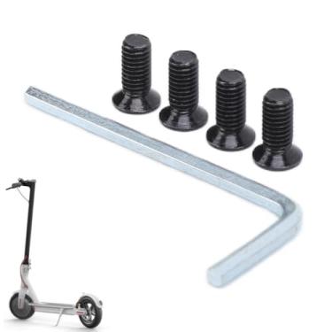 Imagem de equlup Kit de parafusos M5, 4 peças de 12 mm/0,52 pol. Kit de parafusos M5 com chave sextavada, kit de ferramentas de chave sextavada para guidão de scooter elétrico