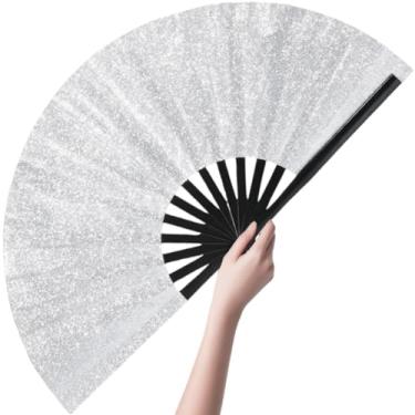 Imagem de Ventoinhas grandes brilhantes de 33 cm para dança de linha com ossos Bomboo, ventilador de mão de botas no chão, ventilador de dança de linha, portátil para festa de festival ao ar livre, casamento