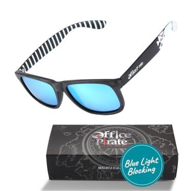 Imagem de Sleep ZM Óculos De Sol Polarizados Inspirados Na Coleção Office Pirate Com Lentes Espelhadas Azul-Marinho Ajudam A Bloquear Luz E Salvar Vida Selvagem Do Oceano Planeta