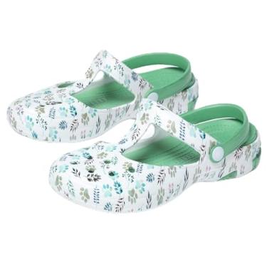 Imagem de GreaterGood Tamancos Mary Jane multicoloridos leves de EVA sem cadarço, alça móvel, secagem rápida, jardim, resistente à água, presentes para mulheres, Personalizado, 38