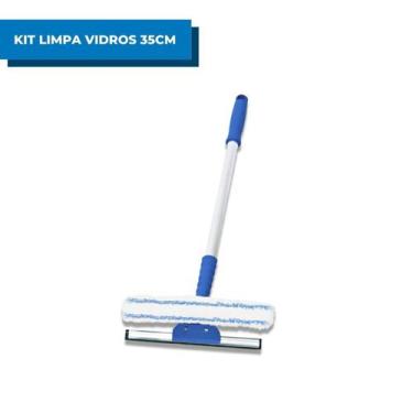 Imagem de Kit 2 em 1 Rodo para Limpeza de Vidros 35cm Com Cabo 50cm Bralimpia La