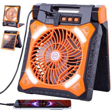 Imagem de Ventilador solar WESTTREE X98 recarregável com luz LED laranja