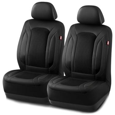 Imagem de Rubbermaid Capas de assento de carro de malha de couro, capa de assento frontal de malha de ar respirável, design de encaixe universal, compatível com airbag, protetor de assento automotivo para a