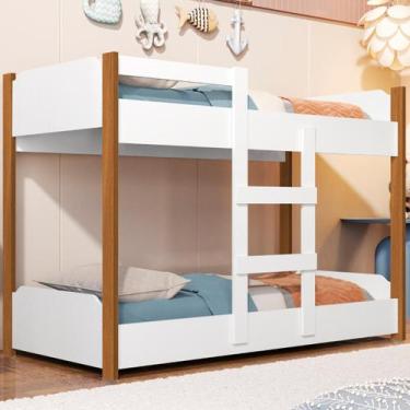 Imagem de Beliche Infantil Cama 100% MDF Bicama Com Escada Segurança Reforçada Q