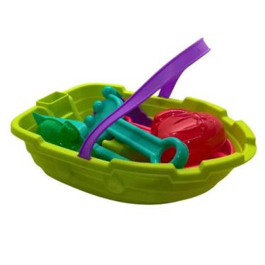 Imagem de Baldinho De Praia Formato Barquinho Com 7 Acessórios, Pica Pau, Brinqu