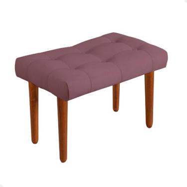 Imagem de Puff Banqueta Decorativa Estofada Para Quarto Sala Pés Madeira Maciça 