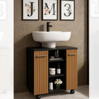 Imagem de Gabinete Com Duas Portas Para Banheiro Rodízios Premium - JM3 Móveis, 