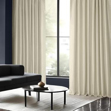 Imagem de HPD Half Price Drapes Cortinas blackout de seda sintética 300 cm de comprimento para quarto e sala de estar cortina blackout texturizada vintage (1 painel), 120 L x 120 C, branco