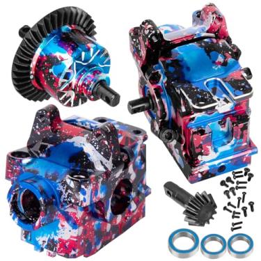 Imagem de BRCatWPark Aluminium Transmission Gearbox Upgrades Part for 1/10 Slash/Rustler/Stampede/Jato VXL 4X4 4WD,XO-1,RC Front Rear Gearbox & 37T Differential Gear,#6880#6881,Colorful(Navy Blue Red Tone)