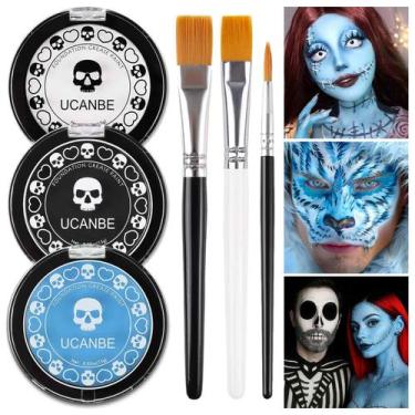 Imagem de Kit de pintura facial e corporal UCANBE branco, preto e azul claro, Ha