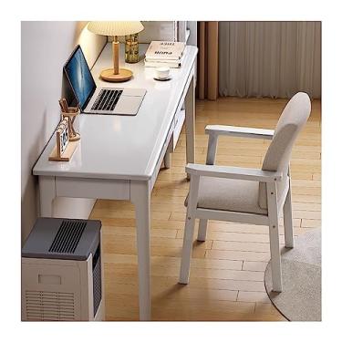 Imagem de GRFIT Mesa de escritório de madeira maciça estreita mesa de PC mesa de escritório doméstico mesa de PC quarto mesa de estudo pequena mesa de escrita doméstica mesa de PC (cor: D, tamanho: 120 * 45
