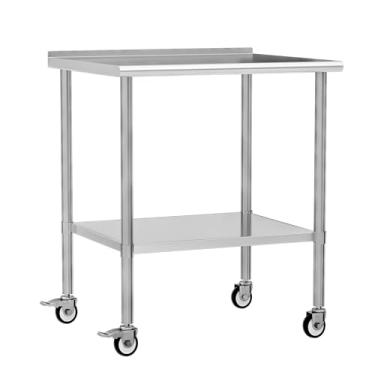 Imagem de Chingoo Mesa De Aço Inoxidável Com Rodas 30 X 36 Polegadas, Painel Metal Para Preparação Alimentos E Prateleira Inferior Ajustável, Cozinha Comercial, Área Externa, Restaurante, Garagem Hotel