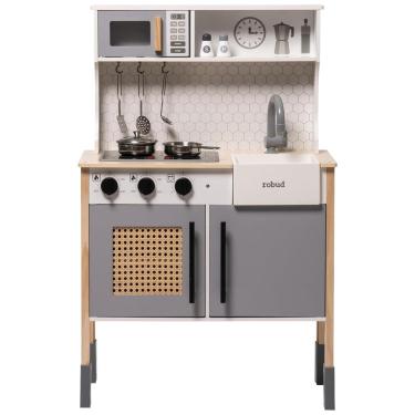 Imagem de Cozinha Infantil Vintage Moderno em Madeira com Luzes e Sons Realistas para Crianças Ac...