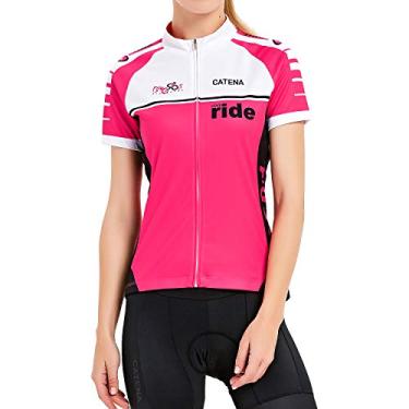 Imagem de Camiseta feminina CATENA de ciclismo, jérsei de corrida, absorção de umidade, para treino, esportes, Rosa, Large