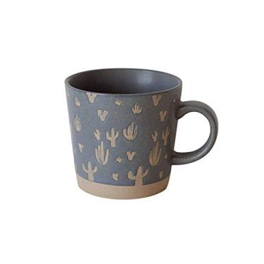 Imagem de GRFIT Caneca Nordic Retro Grossa Porcelana Caneca Padrões Geométricos Xícara de Chá Home Office Copo de Beber Melhor Presente para Amigos e Família/Caneca de Café 350ml (Cor: Cacto)