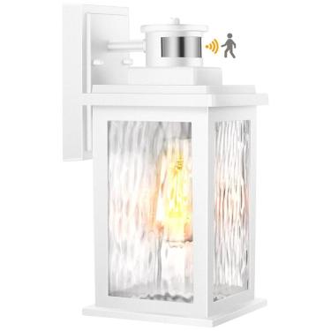 Imagem de Vianis Arandela Luminária Clássica Externa de Parede à prova dágua com Sensor, Base E26, 1 Unidade, Branca