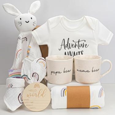 Imagem de Presente de gravidez para novos pais presente revelador de gênero com caneca de mãe e pai, presentes para novas mães para mulheres, presentes de chá de bebê para mães de primeira viagem