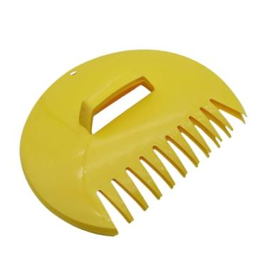 Imagem de Fenteer Pás para folhas, pegadores de folhas leves e multifuncionais, ancinhos manuais, ferramenta de jardinagem para limpeza de lixo, recortes de grama e, Amarelo Redondo