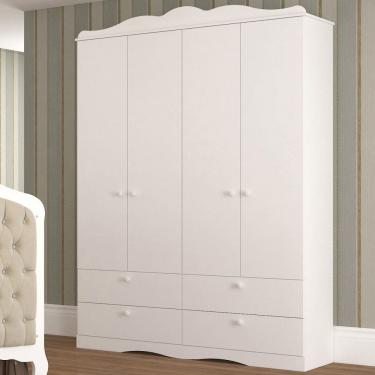 Imagem de Guarda-Roupa de Bebê Encanto 4 Portas 4 Gavetas 100% Mdf Branco - Permóbili