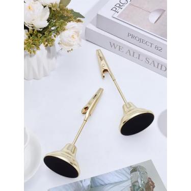 Imagem de 2 suportes de bobina de mosquito de aço inoxidável, porta-números de mesa dourados claros de 3,1 x 8,7 cm, suporte moderno para cartões centrais com base de fundição pesada para fotos, placas de