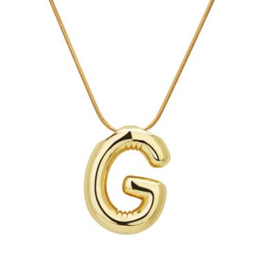 Imagem de Colar com letras douradas, material de cobre premium, colar inicial de osso de cobra, pingente de alfabeto, joias, decoração, aniversário, festival, presentes para mulheres (letra G), M, cobre, Sem