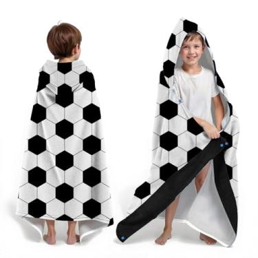 Imagem de Neapth Toalhas de praia de futebol para meninos, toalhas de banho com capuz para crianças de 4 a 8 anos, toalhas de banho com capuz para crianças de futebol para meninos adolescentes 76 x 127 cm