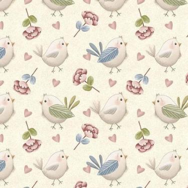 Imagem de Tecido Tricoline Digital Passarinhos e Flores - Fuxicos e Fricotes - 5