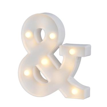 Imagem de Letras de letreiro de LED, sinal de letras para casamento, festa de aniversário, decoração de Natal, luz noturna e alfabeto de bar em casa (Símbolo e )