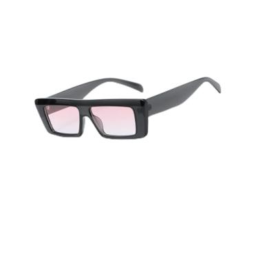 Imagem de Óculos de sol femininos modernos femininos grandes óculos de sol fashion top planos elegantes Sunnies Beach Vacation SY6089, Armação cinza transparente | Lente rosa gradiente