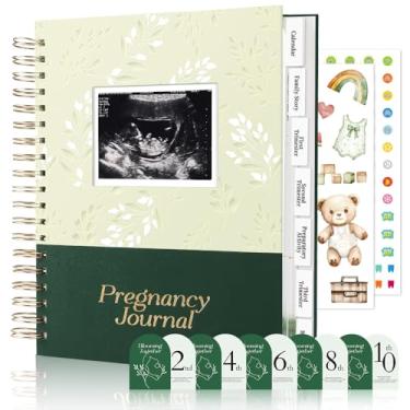 Imagem de Molekaus Diário de gravidez para mães de primeira viagem - Livro de memórias de gravidez de capa dura com 146 páginas - Scrapbook de ultrassom para bebês - Lembrança de livro de bebê para capturar