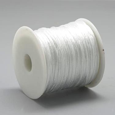 Imagem de Fio de nylon acetinado de 1 mm para fabricação de joias, contas brilhantes e sedosas, tranças, aparar, rosquear, embrulhar, artesanato, pulseiras de macramê Kumihimo, branco