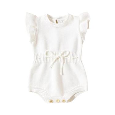 Imagem de Macacão De Lã Sólido Para Meninas Bebês De 0 a 2 Anos, Manga Flutuante