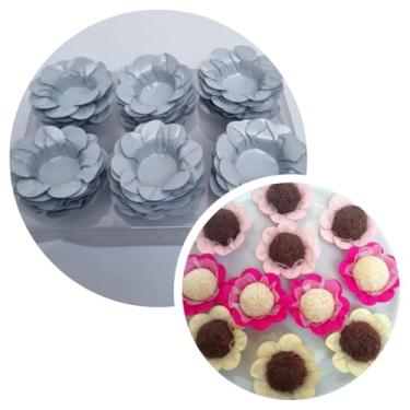 Imagem de Forminhas para doces finos Forminhas Flor para festas casamento aniversário (Prata)