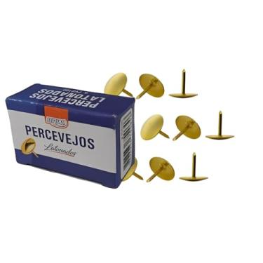 Imagem de Tachinha Percevejo Latonado Papelaria Caixinha Com 100 Unidades