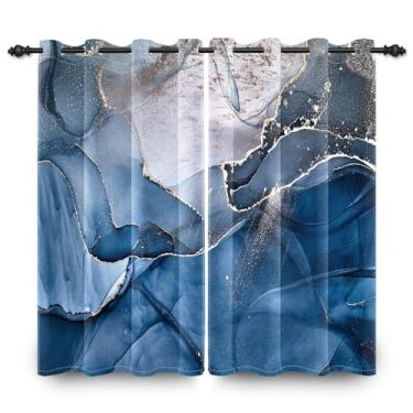 Imagem de Kzzfqxb Cortinas blecaute com padrão de mármore azul para quarto, painéis de janela de textura de pedra do oceano e cortinas para quarto de criança, cortinas bloqueadoras de luz para sala de estar, 2