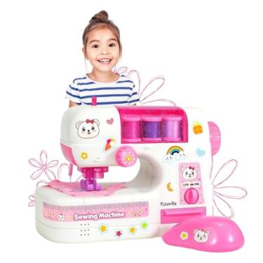 Imagem de Mini Máquina De Costura Infantil Que Costura De Verdade Com 3 Carretéis E Pedal Luzes Brinquedo Educativo Kizumba