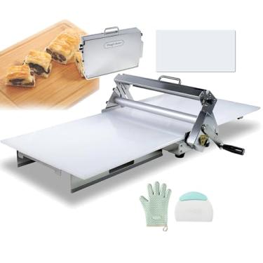 Imagem de CNAOHGHN Laminadora manual para uso comercial e doméstico, com ajuste de espessura de 0 a 27 mm e de 0 a 17,5 mm, para massa folhada e croissants (11" e 16")