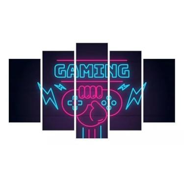 Imagem de Kit quadro decorativo 5 peças 95x60cm Jogo Video Game