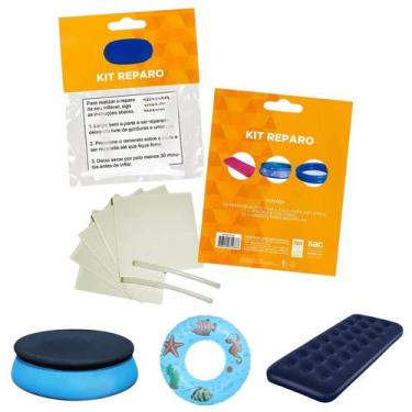 Imagem de Kit Reparo Piscina Bóias Adesivo Prático Multiuso - ADESIVO REPARO