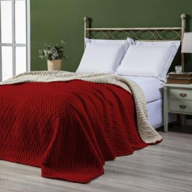 Imagem de Cobertor Sherpa Pele de Carneiro Casal Queen 01 Peça Vermelho - Casabo