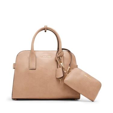 Imagem de Anne Klein Bolsa feminina pequena curvada com alça conversível, Mocha