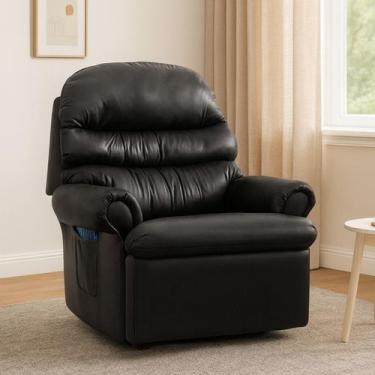 Imagem de Poltrona Descanço Reclinável em material sintético Preto Confortável -