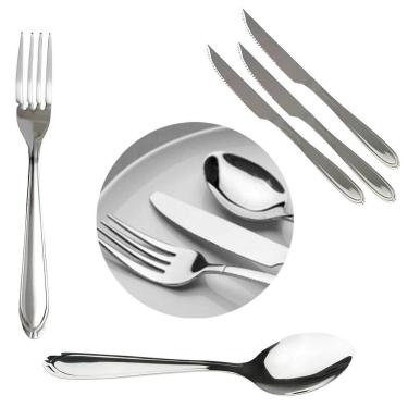 Imagem de Kit 36 Peças Faca De Churrasco Colher Garfo Monaco Inox