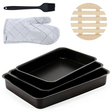 Imagem de Assadeira 3 Pçs + Descanso Panela + Luva + Pincel + Espátula