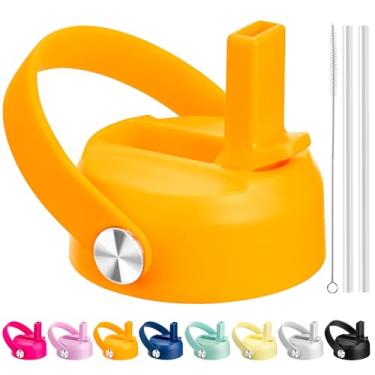 Imagem de Bluwing Tampa de canudo para Hydro Flask boca larga, tampas com canudo para Hydroflask 12 16 18 20 32 garrafas de água de boca larga de 1,134 g, tampa de canudo de substituição (laranja