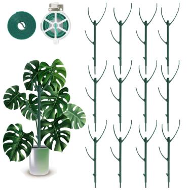 Imagem de YOYOKIT Pacote com 12 estacas empilháveis de suporte para plantas Monstera, estruturas de palitos de plantas trepadeiras de 228 cm com laços de jardim, alternativa durável ao mastro de musgo para
