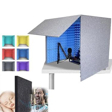 Imagem de JYXYXSCP Estúdio de gravação portátil, cabine de isolamento de microfone, gabinete à prova de som de mesa, para gravação de estúdio (amarelo)